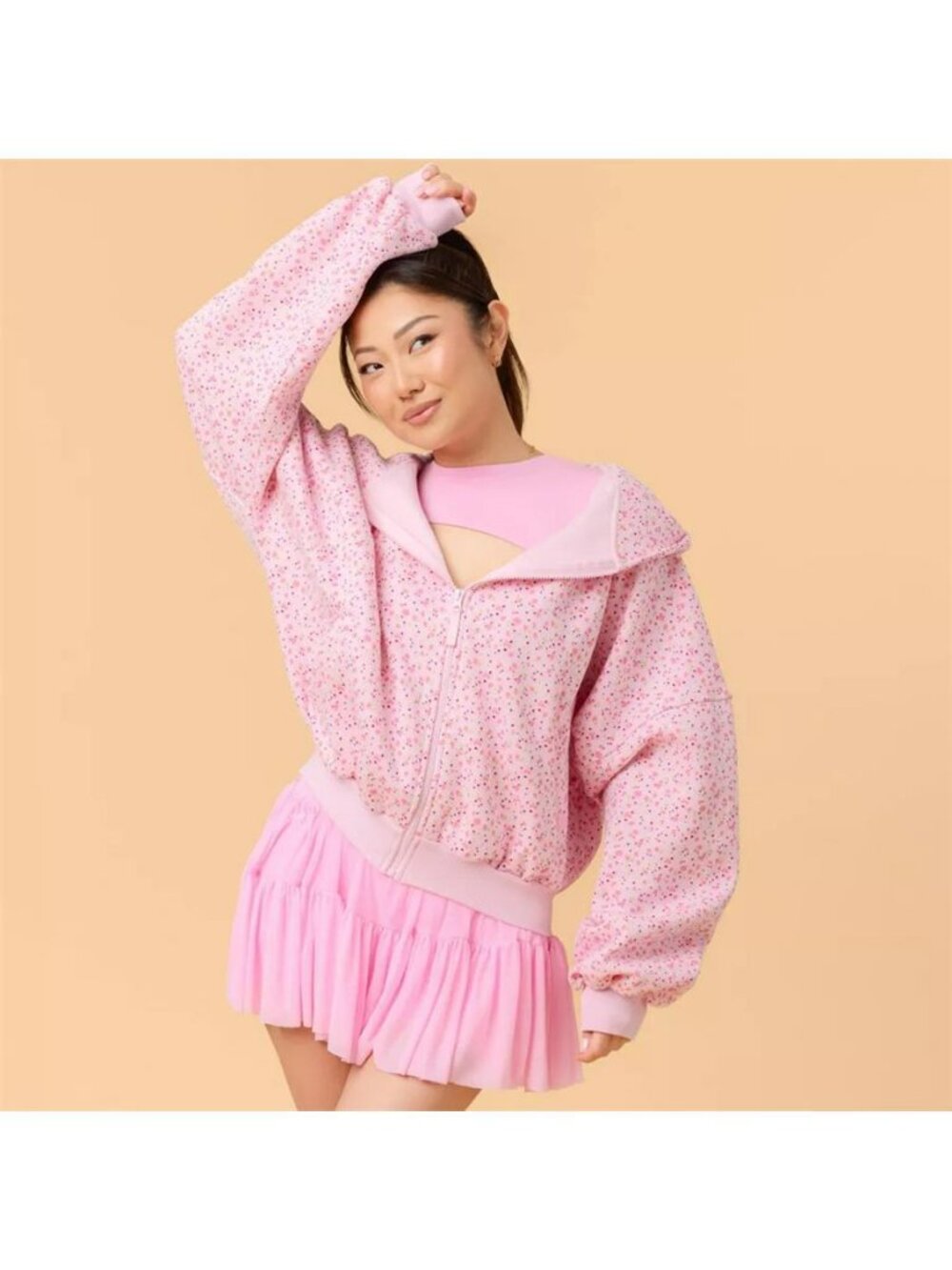 Blogilates Women's Mommy & Me Marshmallow Full Zip Hooded Sweatshirt - M
